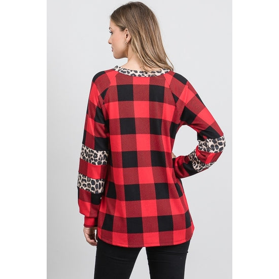 plaid and animal leopard top