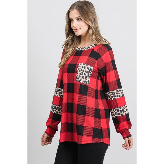 plaid and animal leopard top