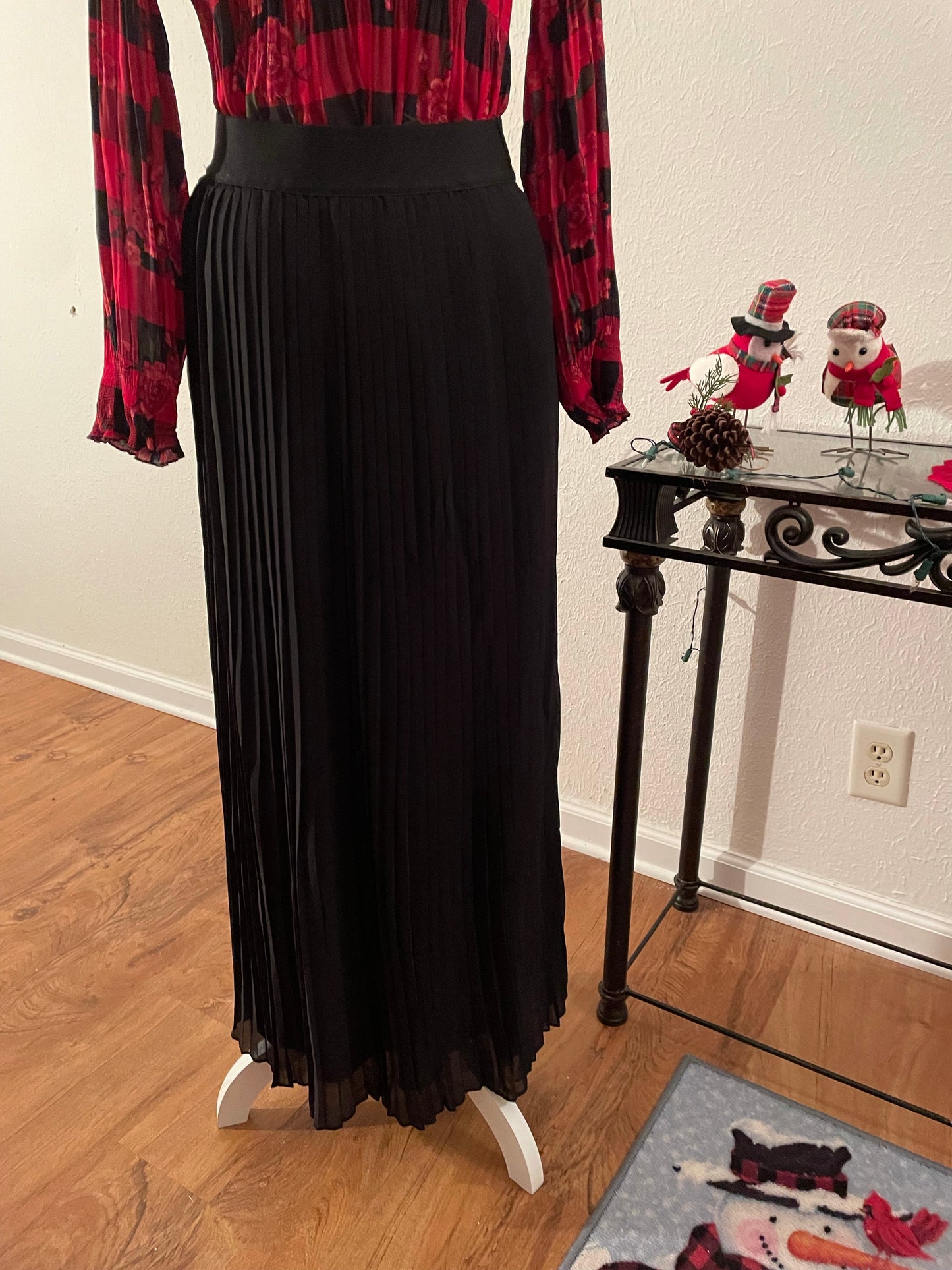 High or low waist pleated long skirt