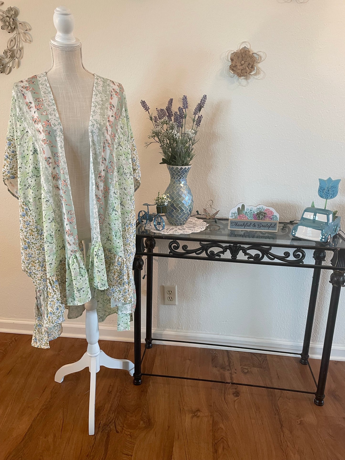 MINT FLORAL PRINT KIMONO