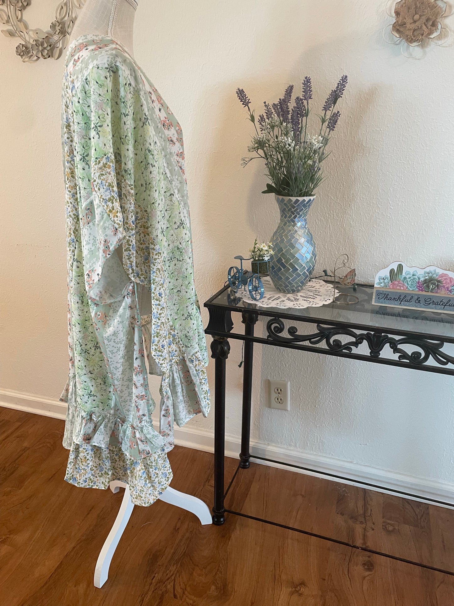MINT FLORAL PRINT KIMONO