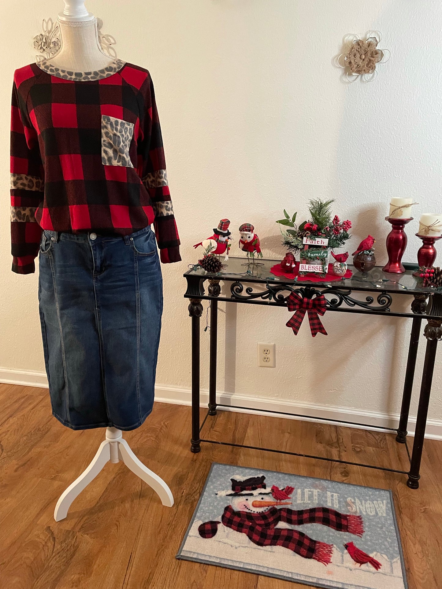 plaid and animal leopard top
