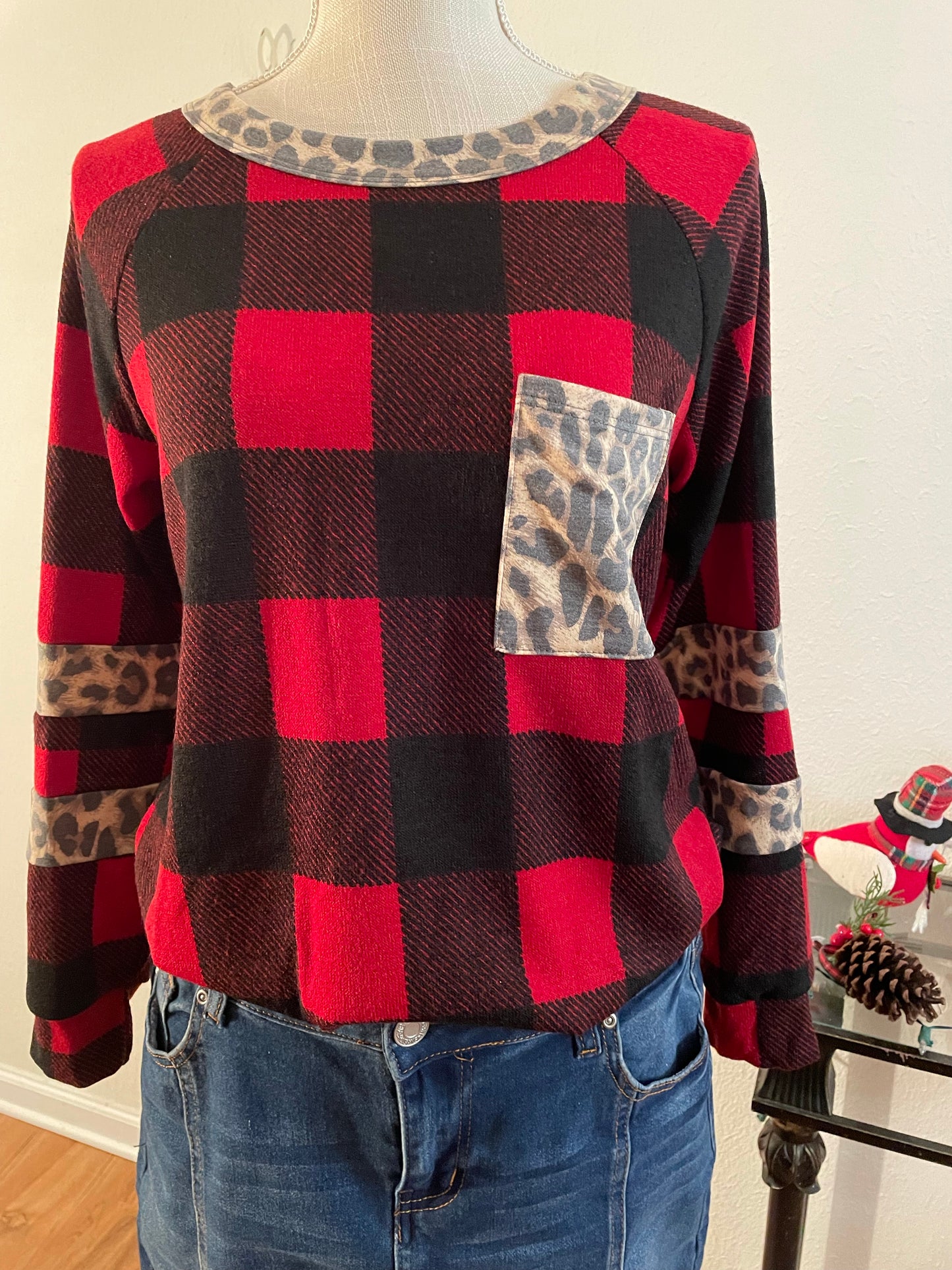 plaid and animal leopard top