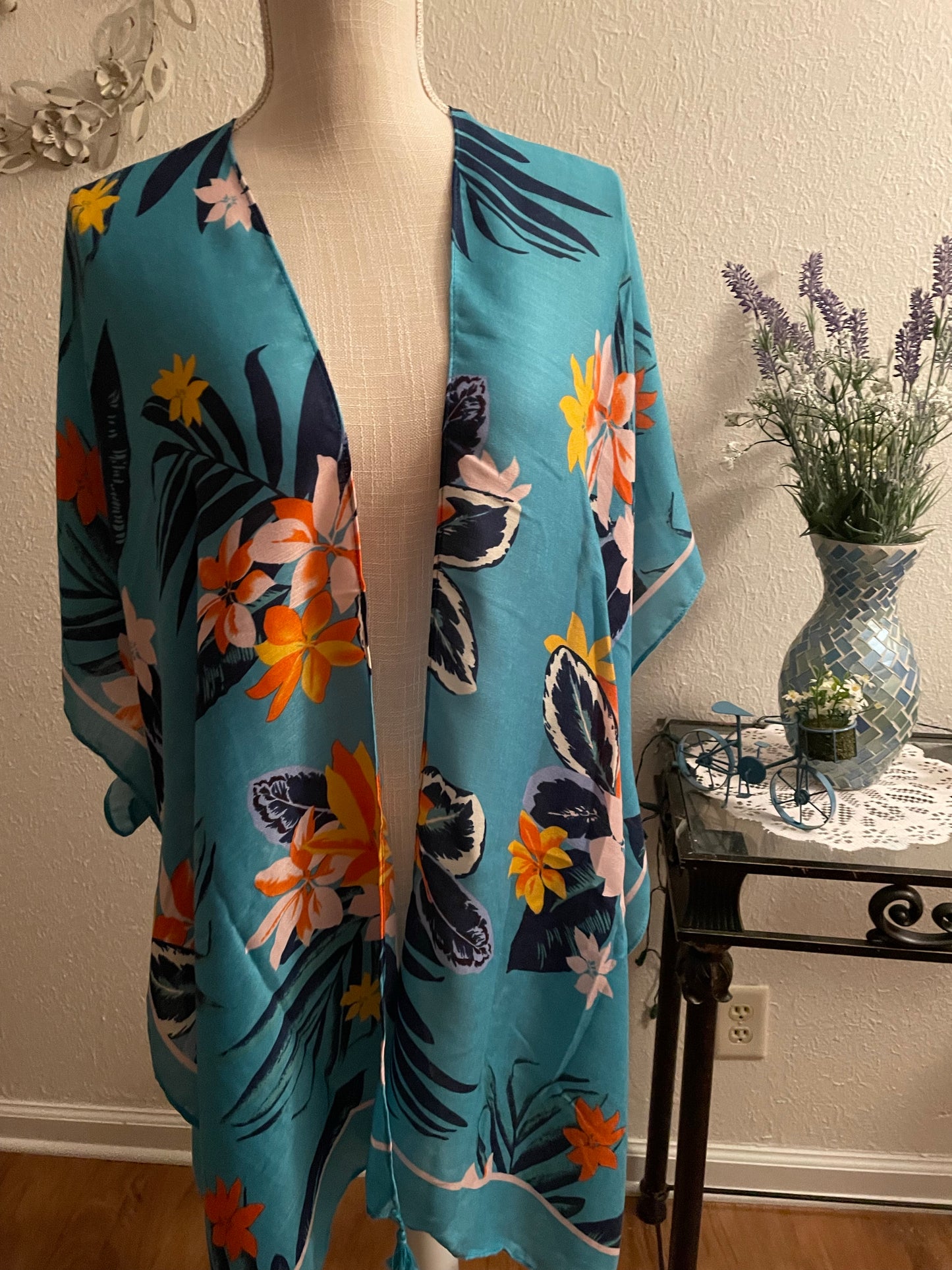 Tropical Floral Print Kimono