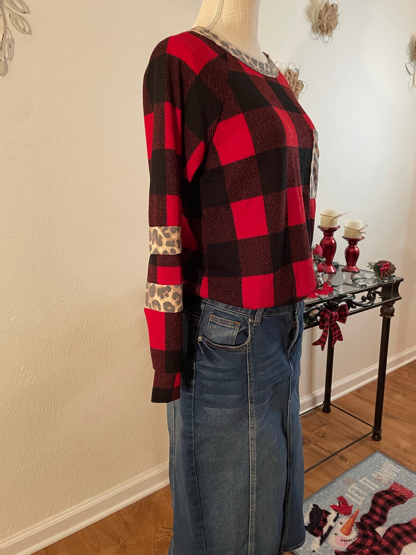 plaid and animal leopard top