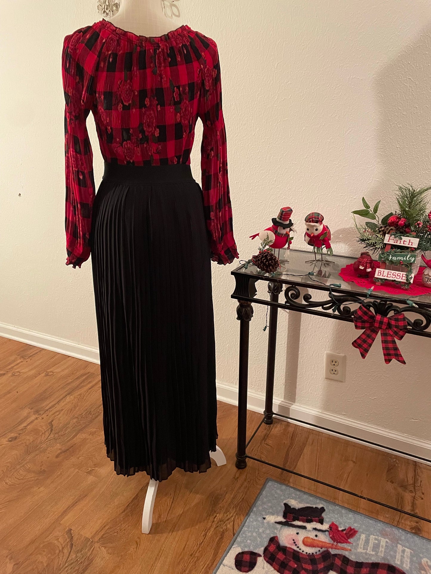 High or low waist pleated long skirt