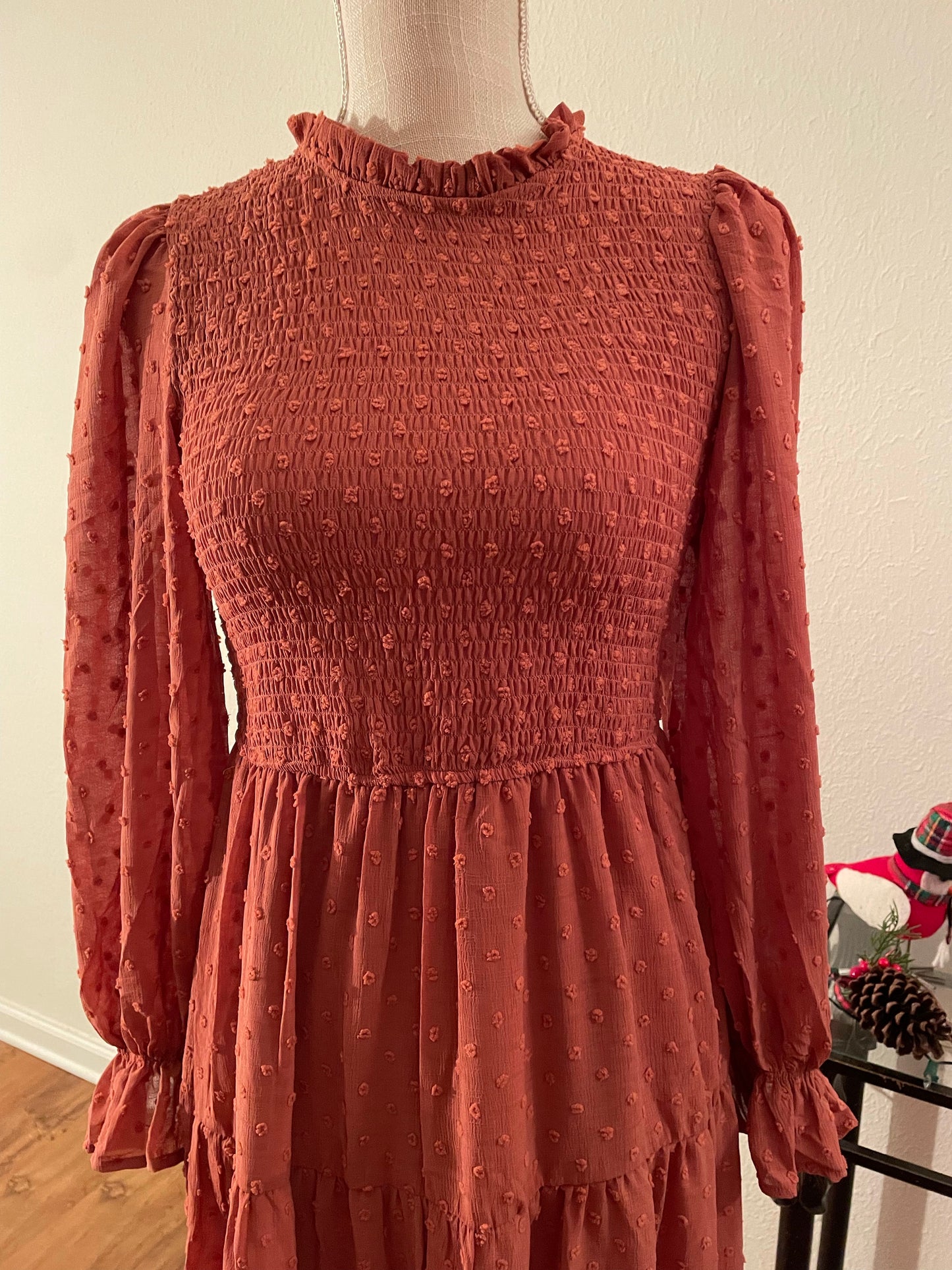 Smocked clip dot dress