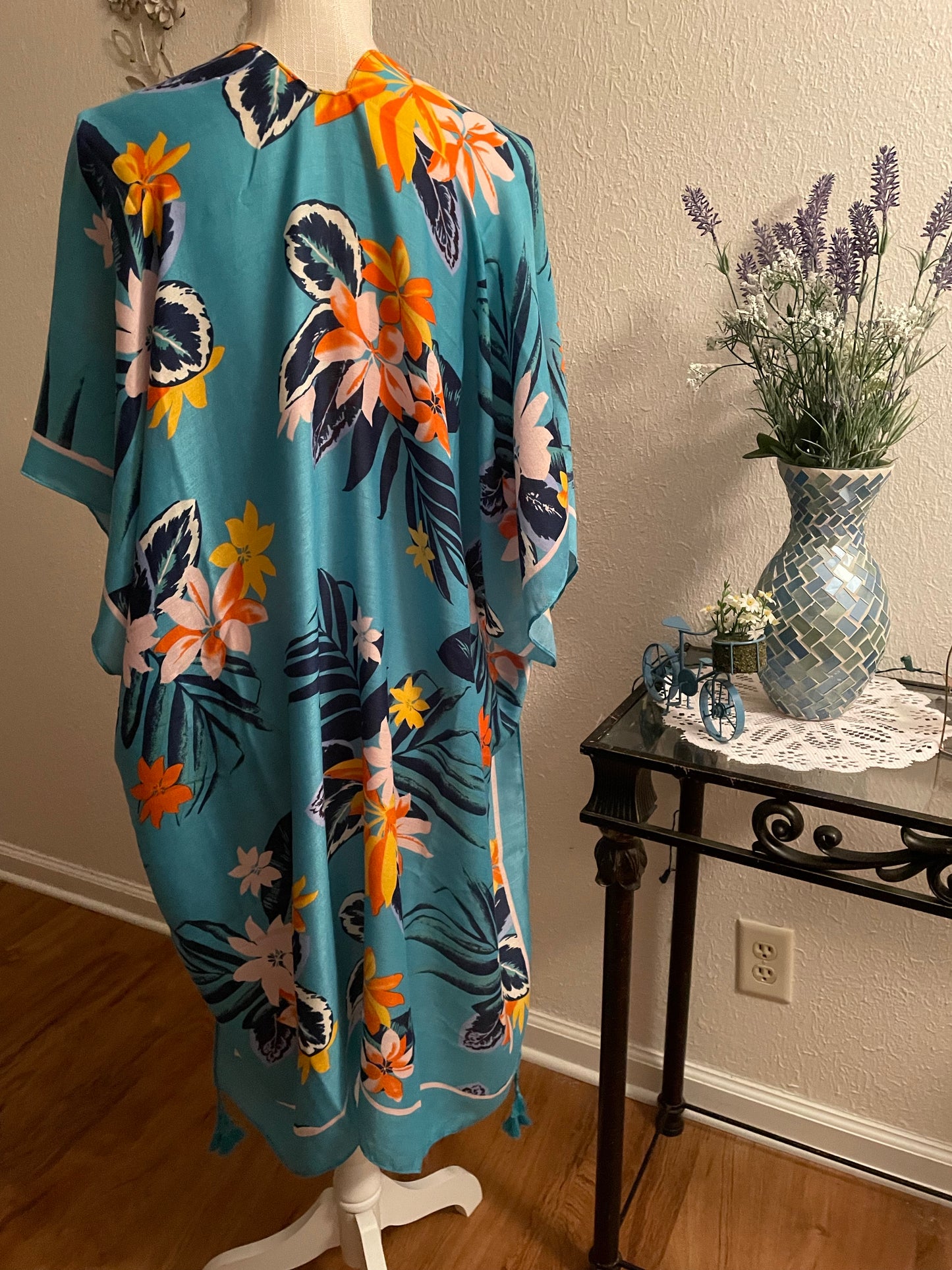 Tropical Floral Print Kimono