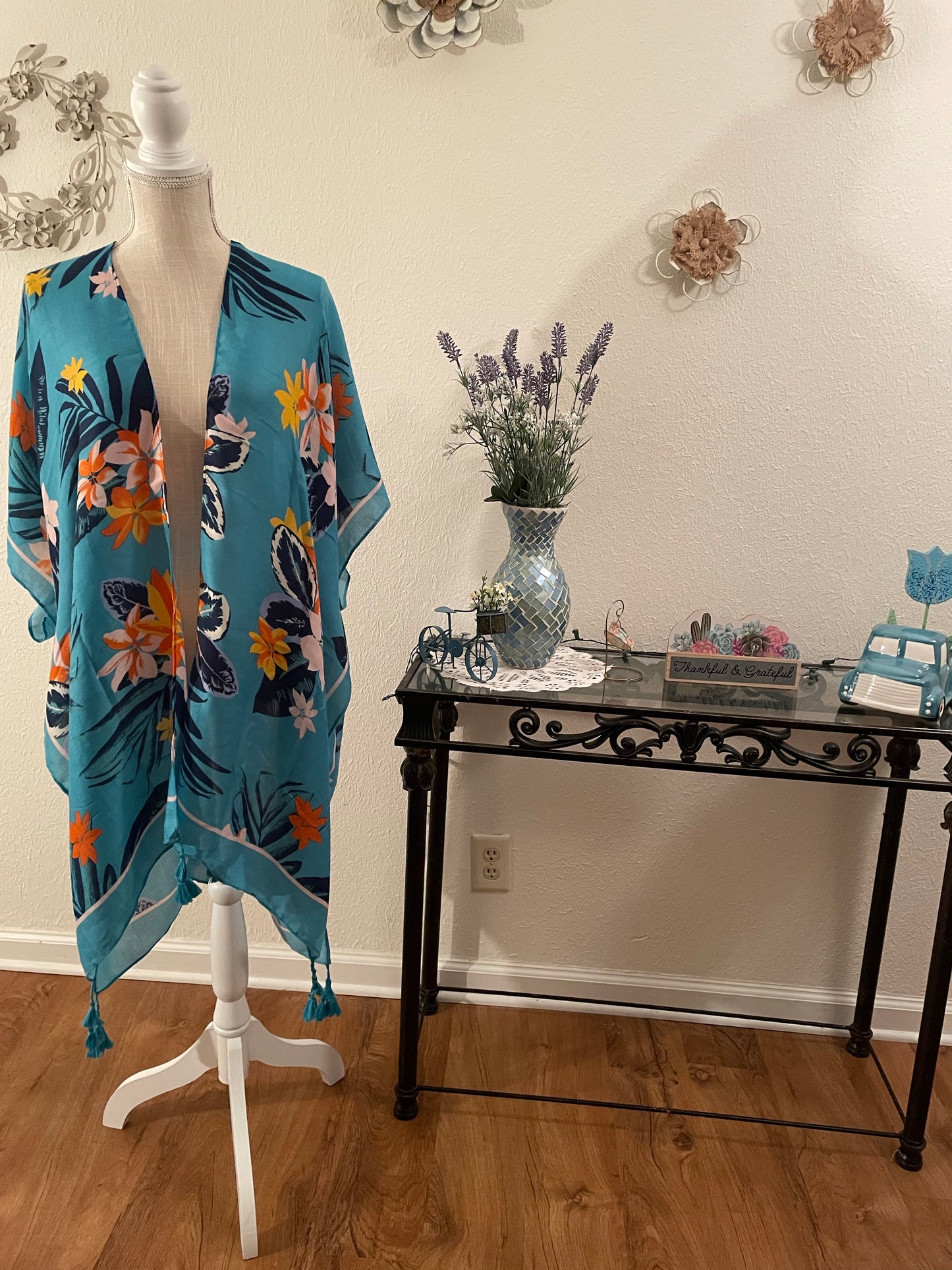 Tropical Floral Print Kimono