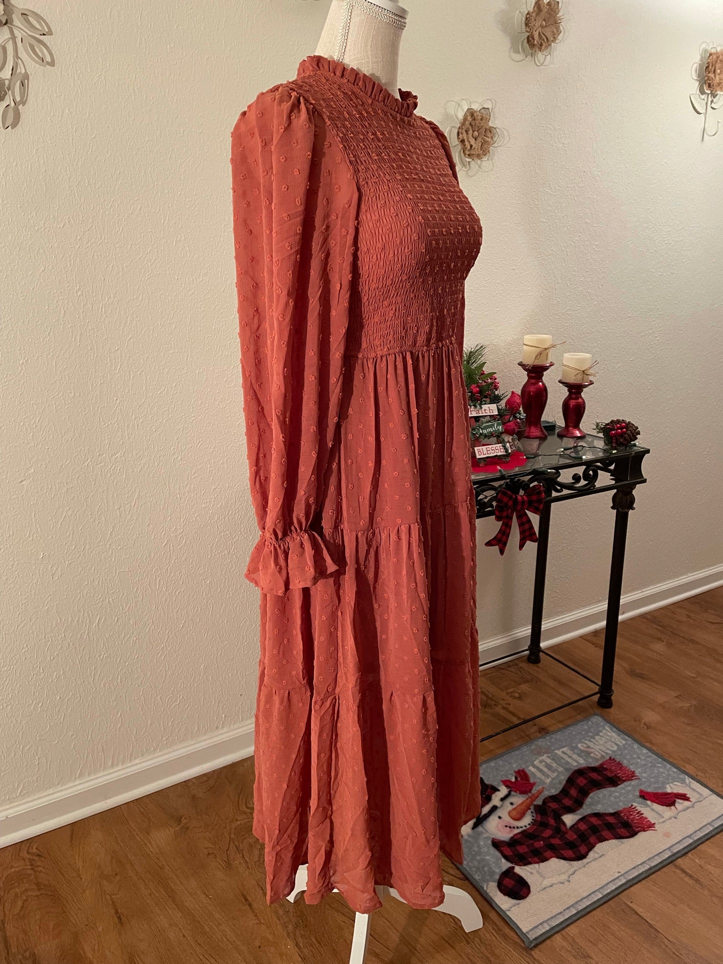 Smocked clip dot dress