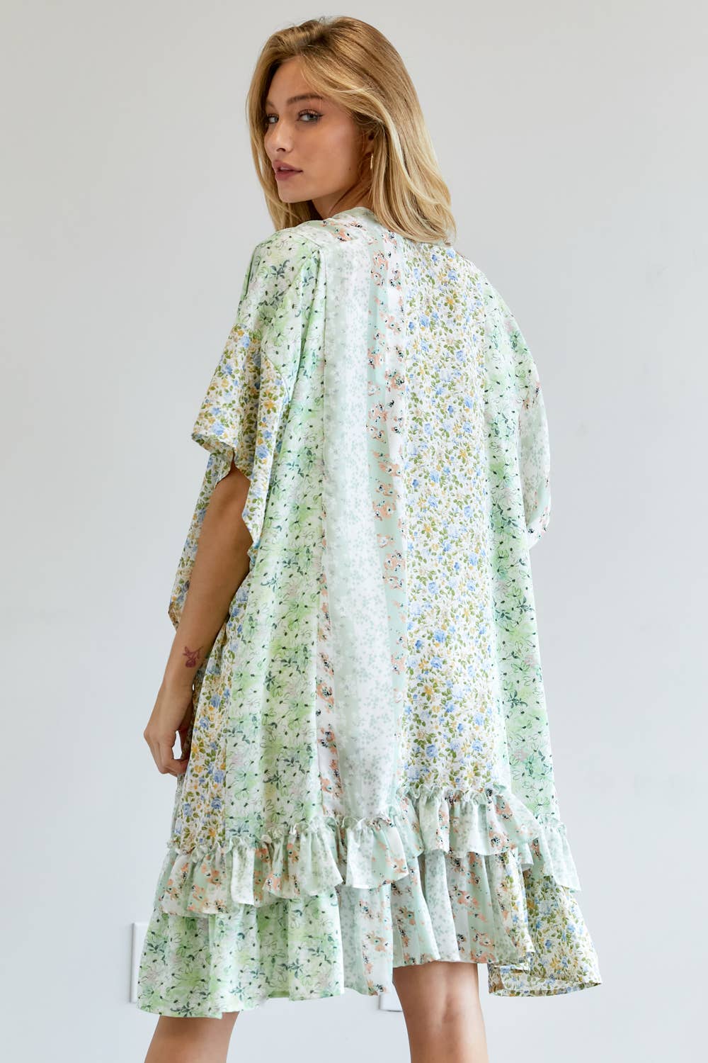 MINT FLORAL PRINT KIMONO