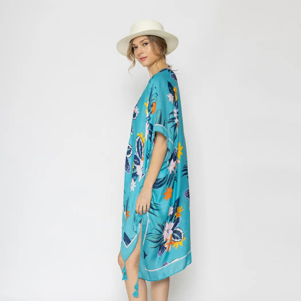 Tropical Floral Print Kimono