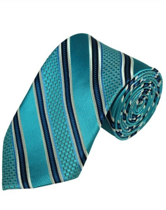 Aqua striped necktie