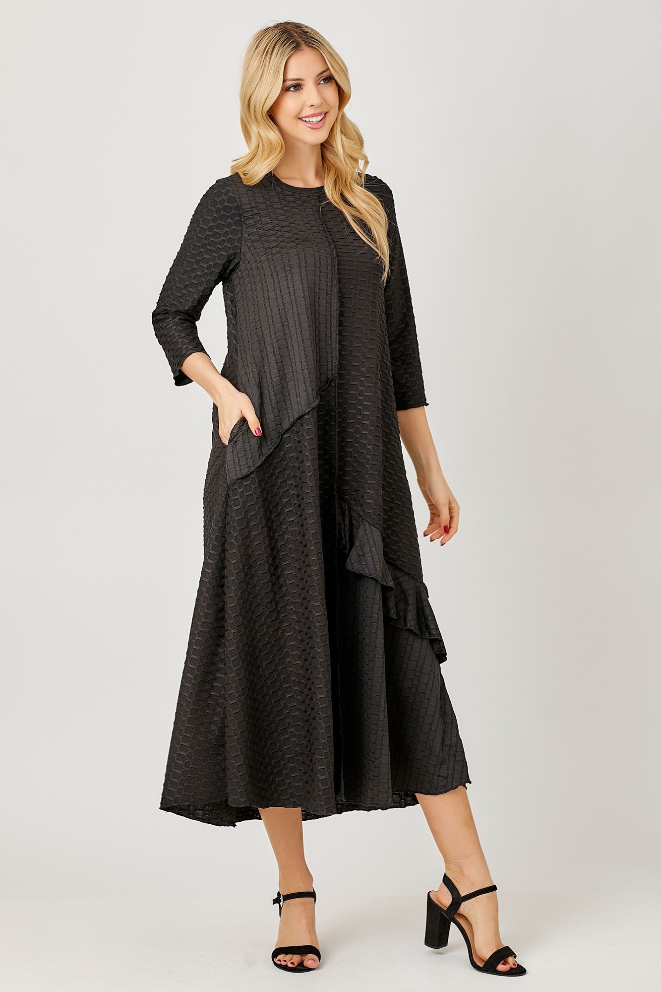 HONEYCOMB  MODEST MIDI DRESS