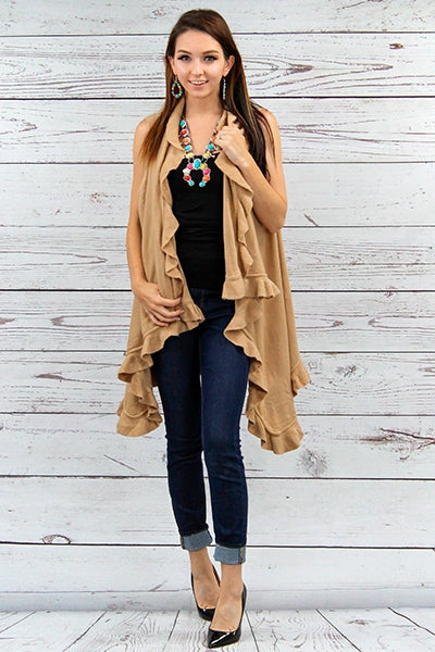 Ruffle Vest Cardigan