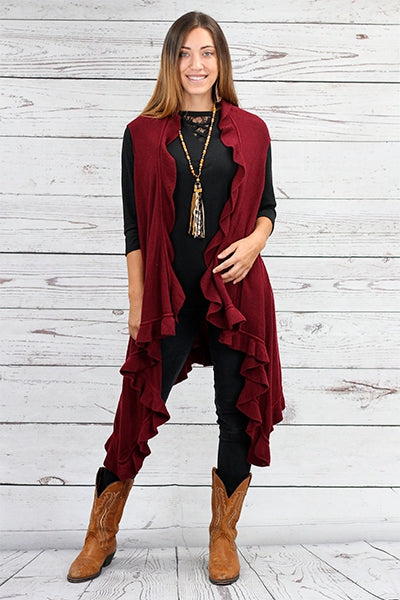 Ruffle Vest Cardigan