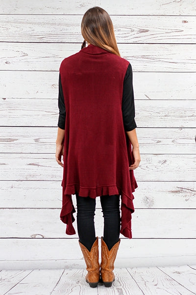 Ruffle Vest Cardigan