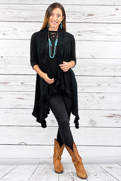 Ruffle Vest Cardigan