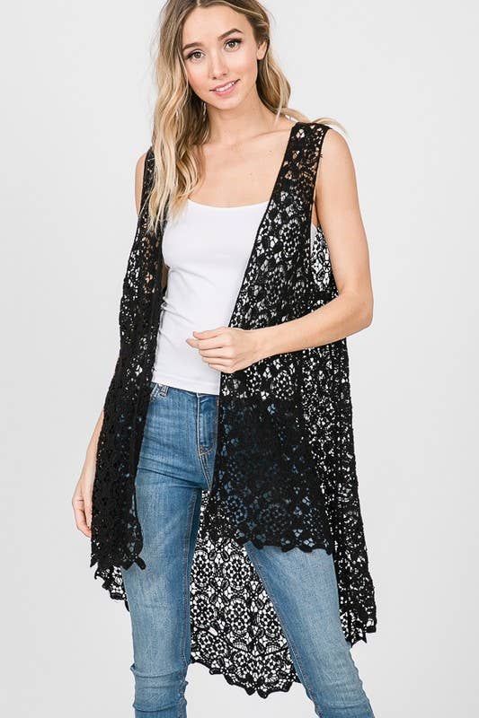 Lace vest cardigan