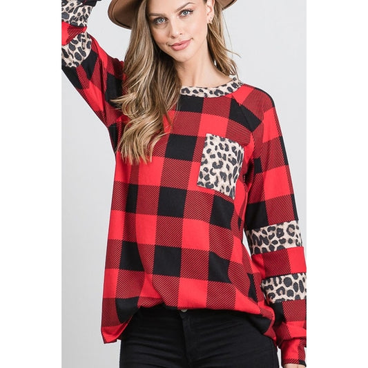 plaid and animal leopard top