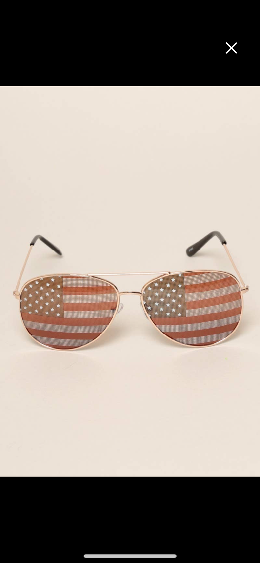 American Flags Aviator Sunglasses