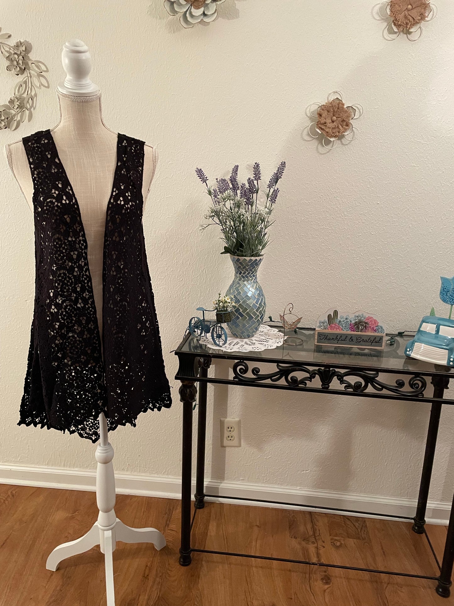 Lace vest cardigan