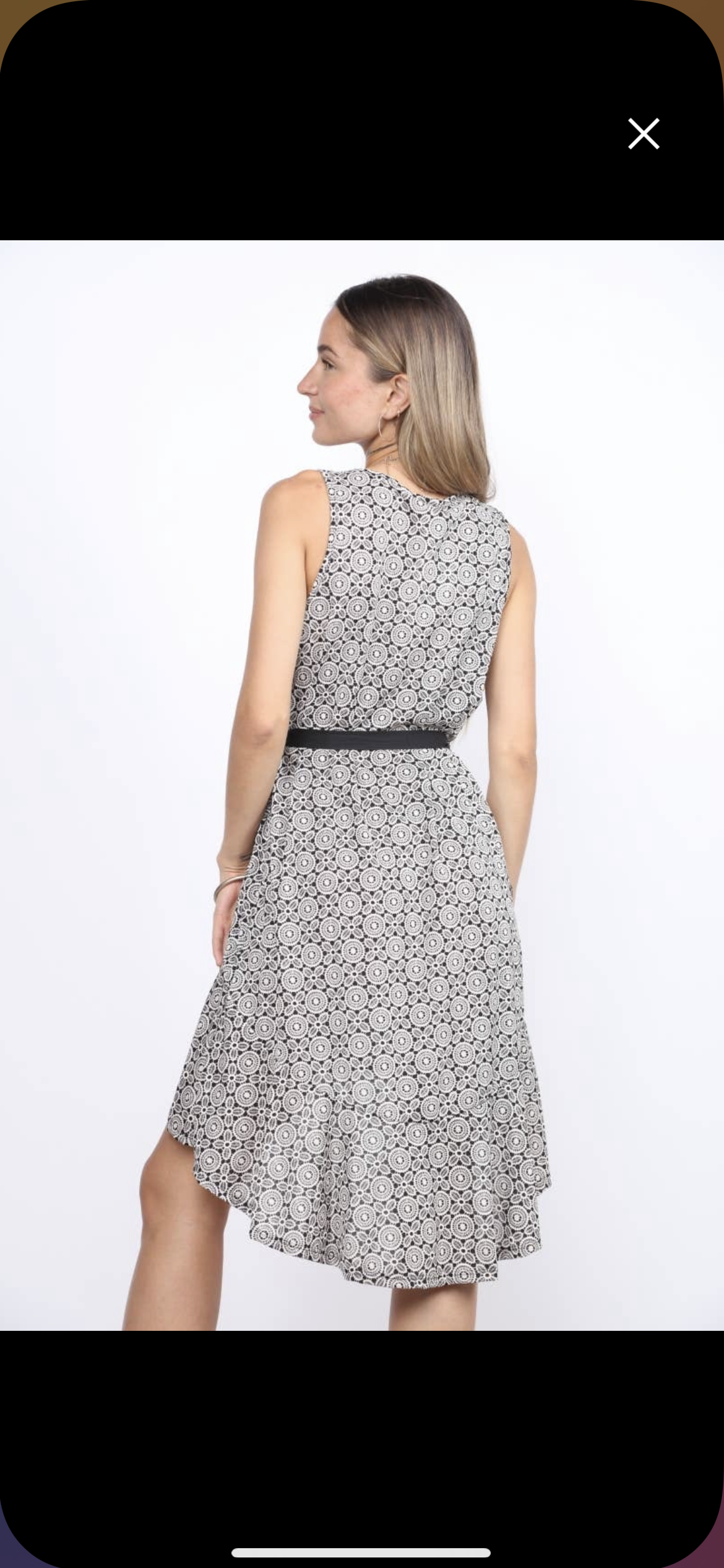 Embroidery print hi-low midi dress