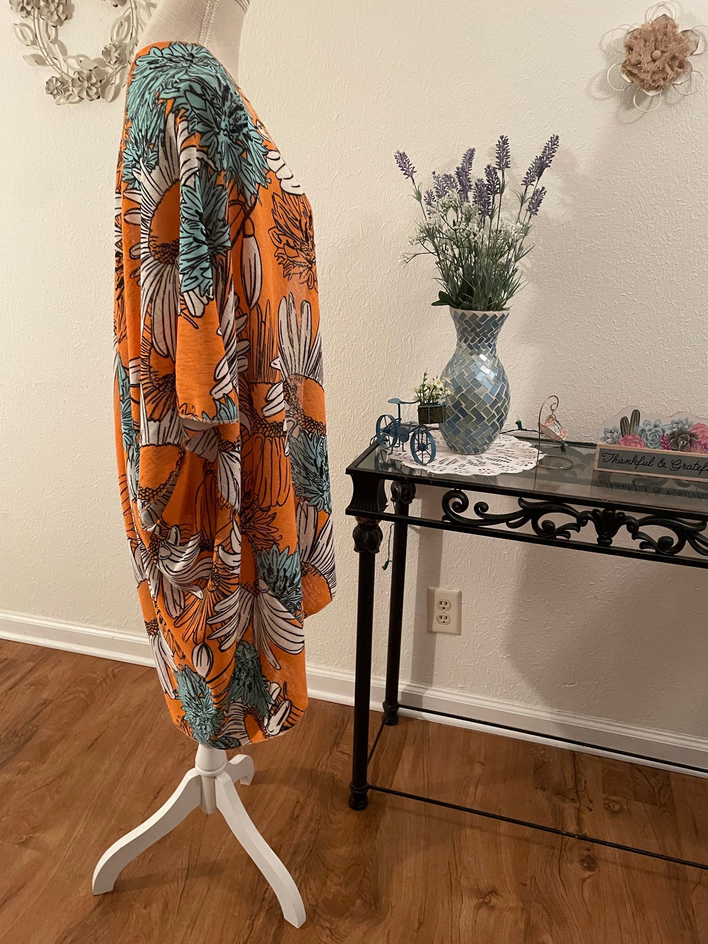 Sunflower print cover up kimono