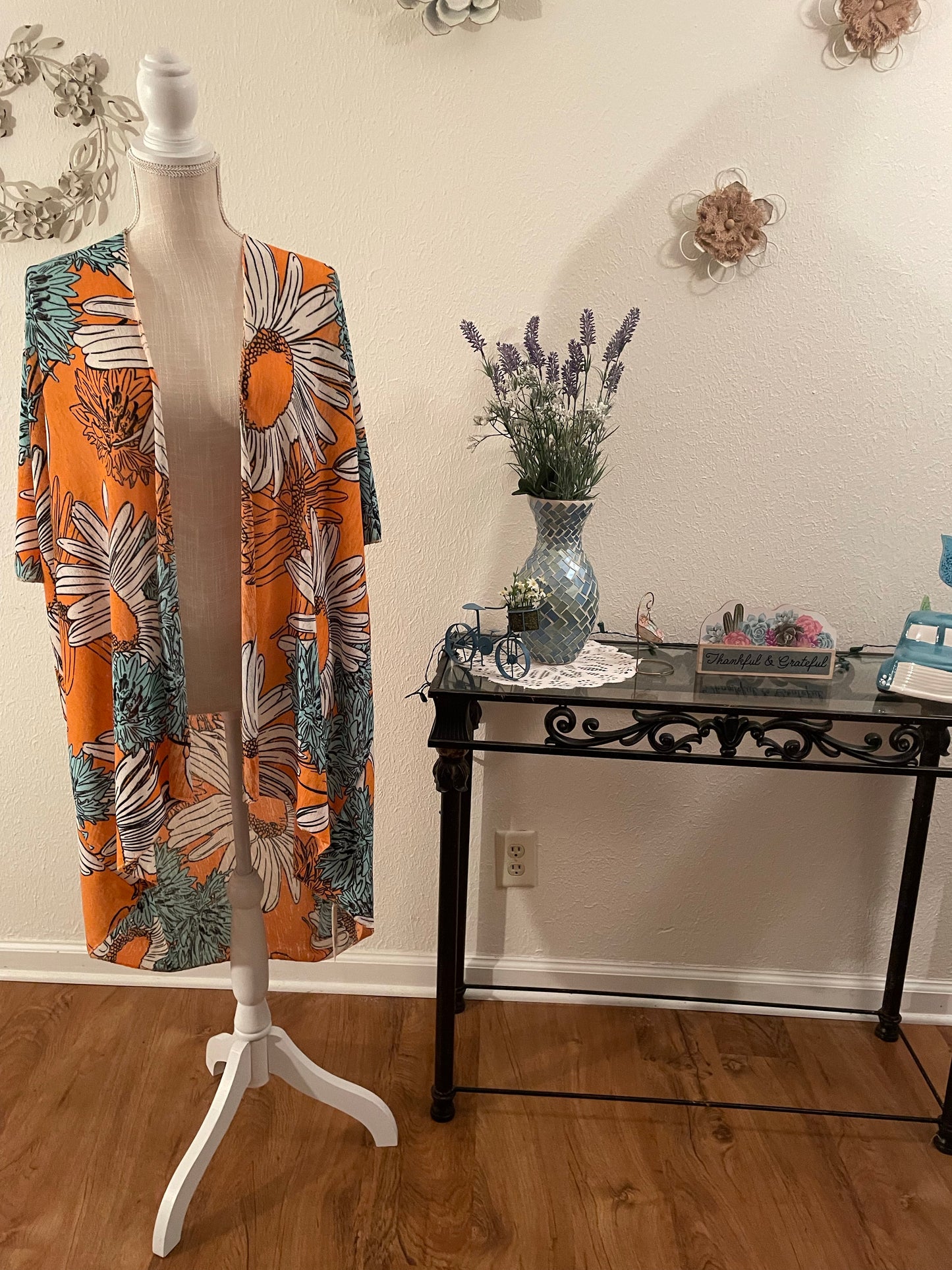 Sunflower print cover up kimono