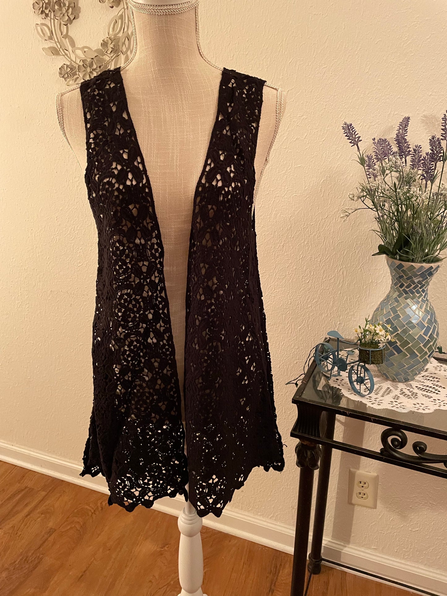 Lace vest cardigan