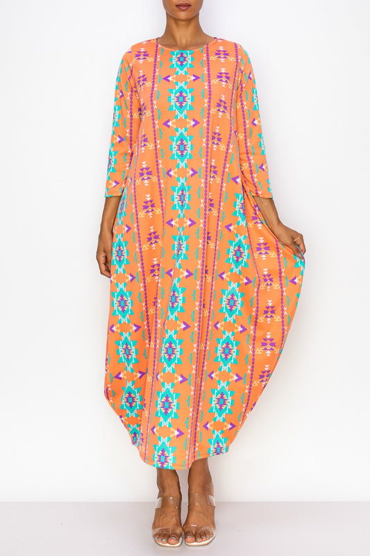 Bright Aztec Print Bubble Dress